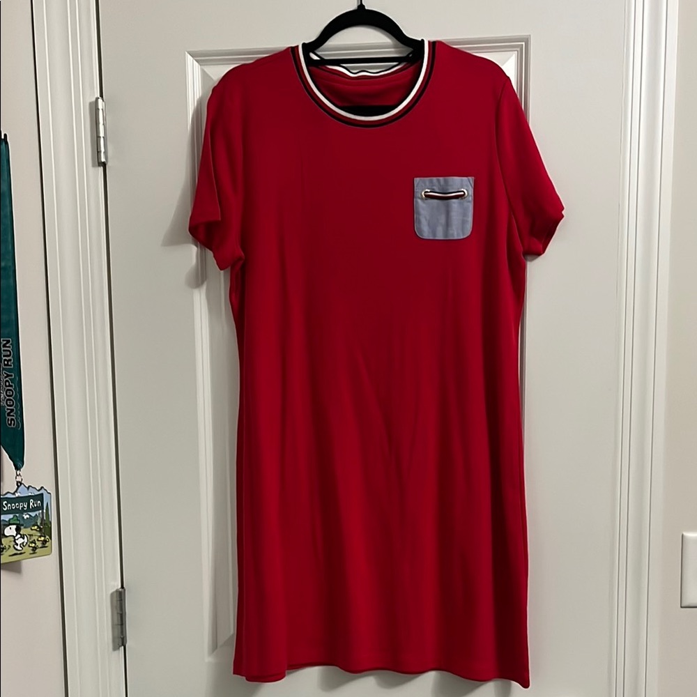 Tommy Hilfiger Red Mini Dress with Blue Pocket